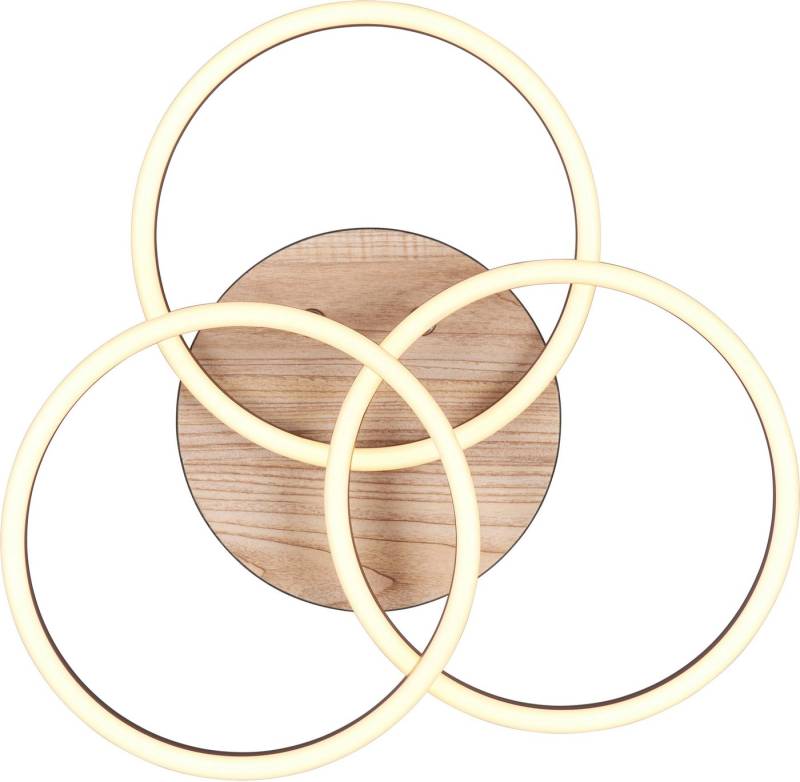 Reality Leuchten LED Deckenleuchte Circle, Memoryfunktion, Nachtlichtfunktion, LED fest integriert, warmweiß - kaltweiß, Deckenlampe holzfarb. mit schwenkbaren Ringen / inkl. Fernbedienung von Reality Leuchten