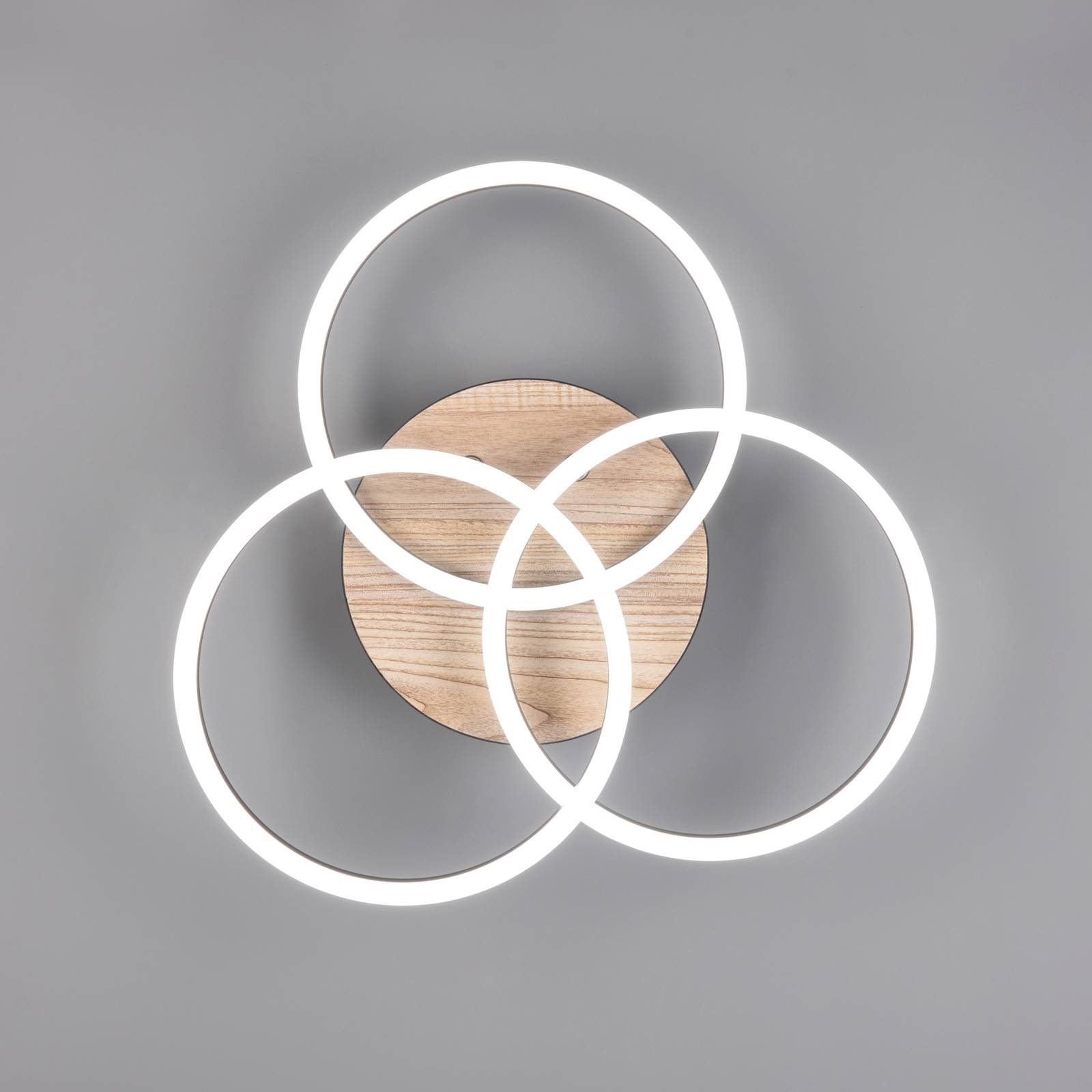 LED-Deckenleuchte Circle 3-flg. Fernbedienung Holz von Reality Leuchten