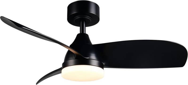 Reality Leuchten LED Deckenleuchte HELSINKI mit Ventilator, Deckenventilator mit Licht inkl Fernbedienung, Ventilatorfunktion, LED fest integriert, warmweiß - kaltweiß, 6 Geschwindigkeiten höhenverstellbar Vor-& Rücklauf dimmbar Nachtlicht von Reality Leuchten