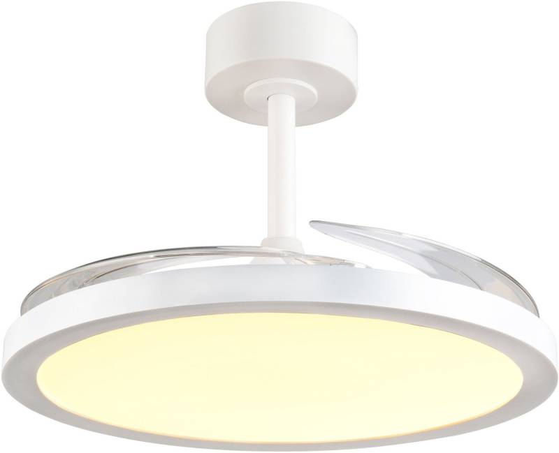 Reality Leuchten LED Deckenleuchte KASFJORD mit Ventilator, Deckenventilator mit Licht inklFernbedienung, Ventilatorfunktion, LED fest integriert, warmweiß - kaltweiß, 6 Geschwindigkeiten Timer Vor- & Rücklauf LED dimmbar CCT Nachtlicht von Reality Leuchten