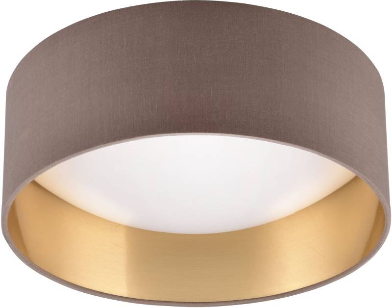 Reality Leuchten LED Deckenleuchte LOCARNO, runde LED Deckenlampe mit Stoffschirm, Ø 30 cm Höhe 11 cm, LED fest integriert, Warmweiß, 12W LED warmweiß 3000 K, 1160 Lumen, Wohnzimmer Schlafzimmer Licht von Reality Leuchten