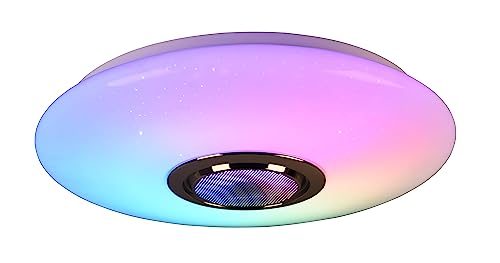 Reality Leuchten LED Deckenleuchte Musica R69031101, Kunststoff weiß, inkl. 15.5 Watt Rainbow LED, Bluetooth Lautsprecher, Fernbedienung, Dimmer, Farbwechsel von RL LIVE YOUR LIGHT