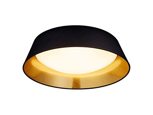 Reality Leuchten LED Deckenleuchte Ponts R62871879, Acryl weiß, Stoffschirm schwarz/goldfarbig, inkl. 18 Watt LED, Durchmesser 35,5cm von RL LIVE YOUR LIGHT