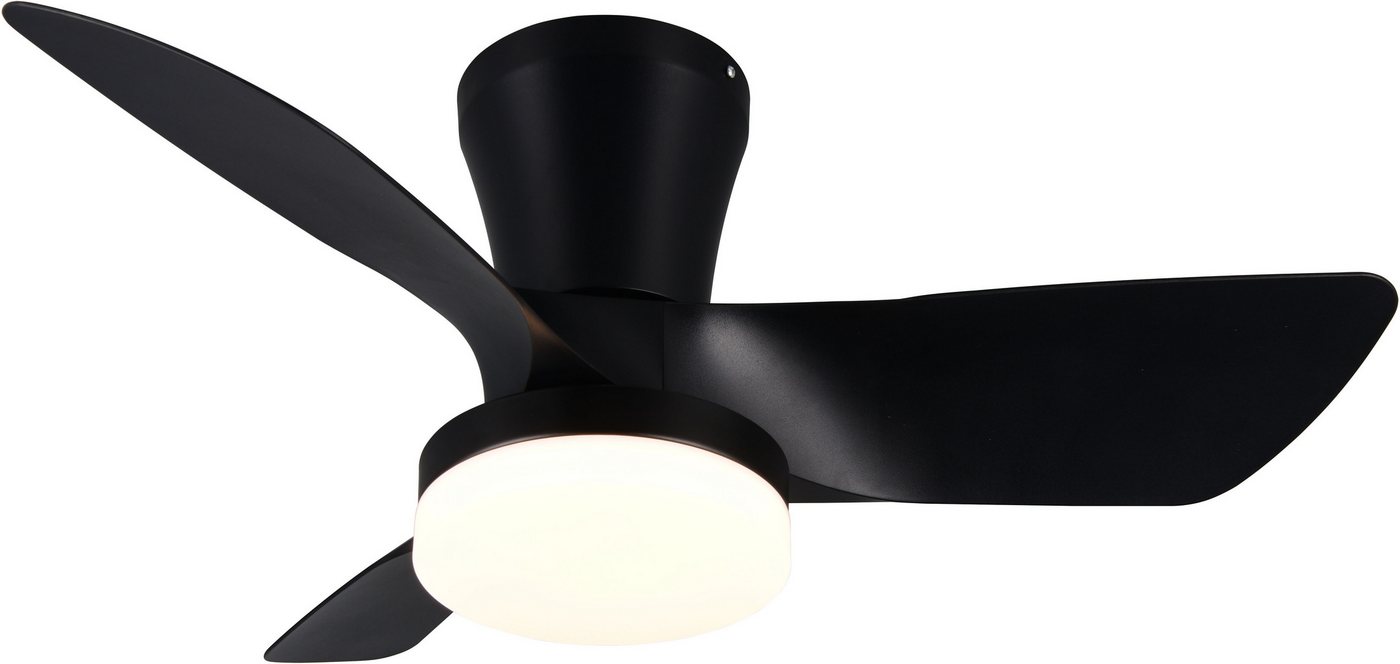 Reality Leuchten LED Deckenleuchte RANDERS mit Ventilator, Deckenventilator mit Licht inkl Fernbedienung, Ventilatorfunktion, LED fest integriert, warmweiß - kaltweiß, 6 Geschwindigkeiten Timer Vor- & Rücklauf LED dimmbar CCT Nachtlicht von Reality Leuchten