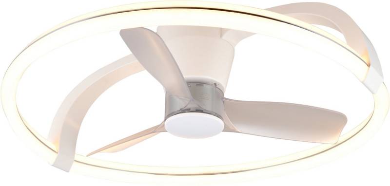 Reality Leuchten LED Deckenleuchte STOCKHOLM mit Ventilator, Deckenventilator mit Licht inklFernbedienung, Ventilatorfunktion, LED fest integriert, warmweiß - kaltweiß, 6 Geschwindigkeiten Timer Vor- & Rücklauf LED dimmbar CCT Nachtlicht von Reality Leuchten