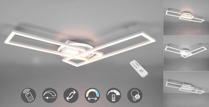 Reality Leuchten LED Deckenleuchte Twister, CCT - über Fernbedienung, Dimmfunktion, Farbwechsel, LED fest integriert, warmweiß - kaltweiß, Deckenlampe 4500 Lumen Lichtfarbe einstellbar Fernbedienung Memory von Reality Leuchten
