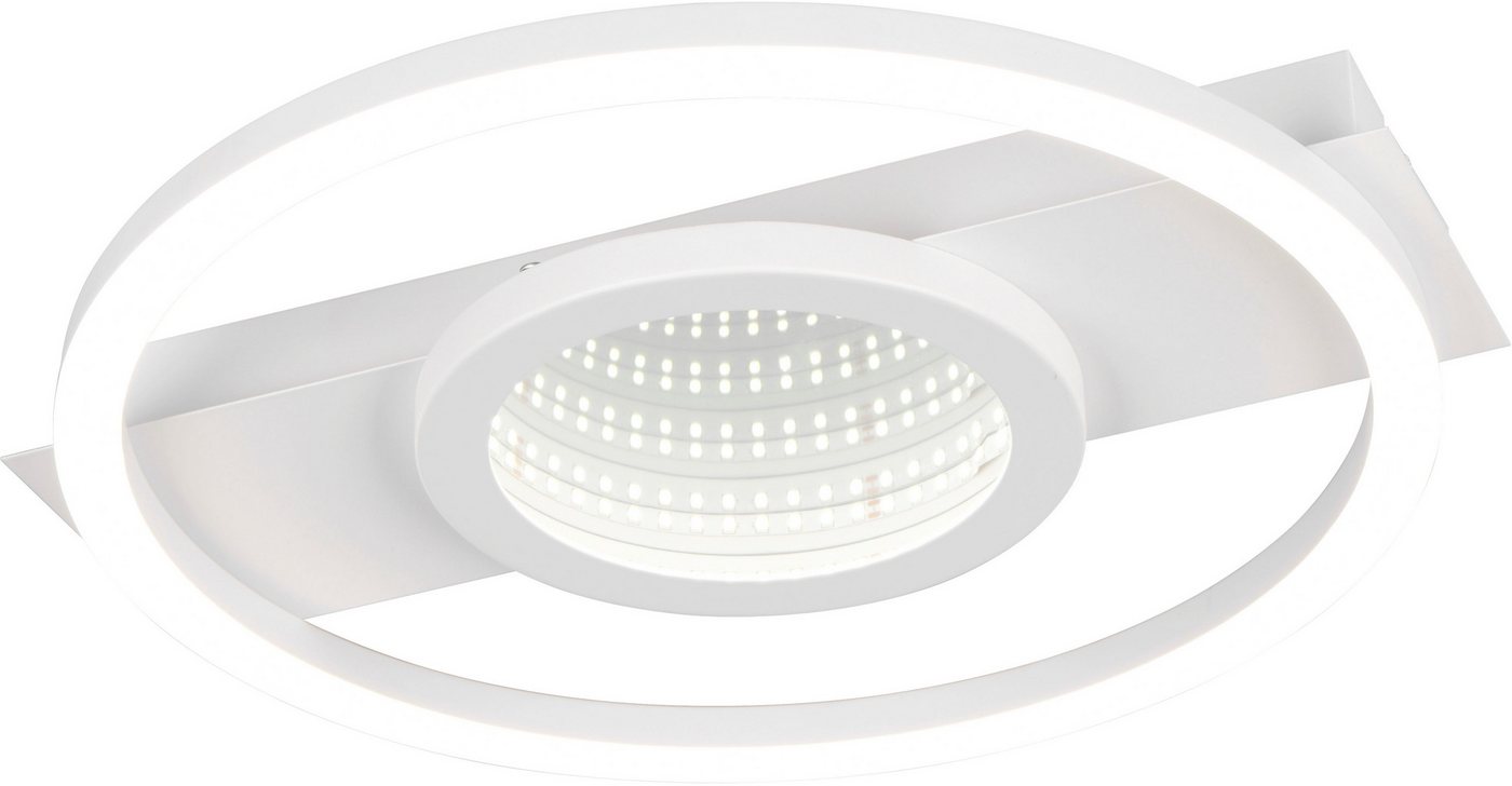 Reality Leuchten LED Deckenleuchte WHEELER, LED Deckenlampe 16W 2000 Lumen 4000K kaltweißes Licht, LED fest integriert, Kaltweiß, Lichteffekte mit Spiegelfolie, 35 x 33 cm, Wand- oder Deckenleuchte von Reality Leuchten