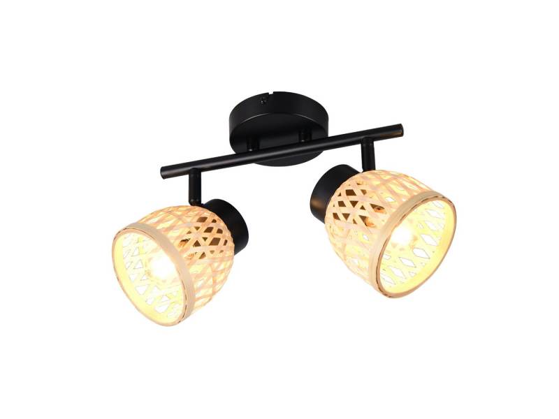 Reality Leuchten LED Deckenstrahler, Dimmfunktion, LED wechselbar, über Lichtschalter in 3 Stufen dimmbar, warmweiß, Korb-lampe Lampenschirm geflochten Bambus für Treppenhaus, Breite 37cm von Reality Leuchten