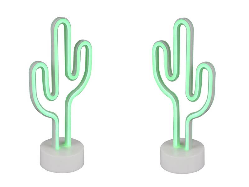 Reality Leuchten LED Dekolicht, LED fest integriert, 2er SET Dekoleuchte ausgefallene Tisch-lampe Kaktus ohne Kabel H: 29cm von Reality Leuchten