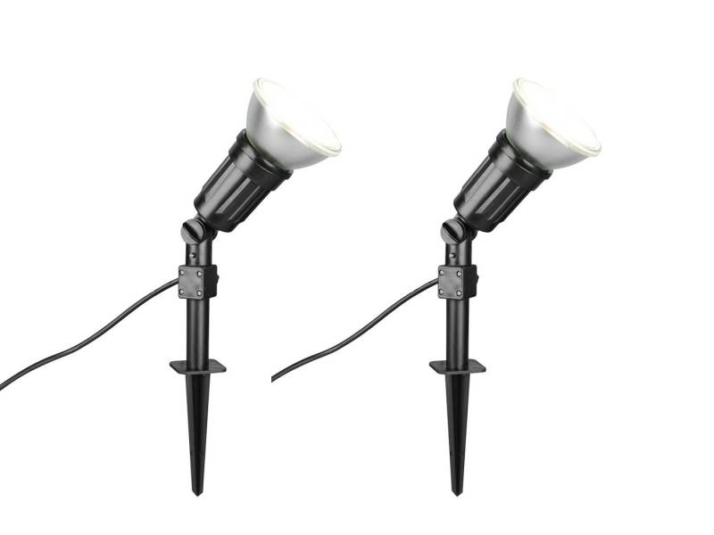 Reality Leuchten LED Gartenstrahler, LED wechselbar, neutralweiß, 2er Set Baum-strahler mit Erdpieß indirekte Garten-beleuchtung, H:51cm von Reality Leuchten
