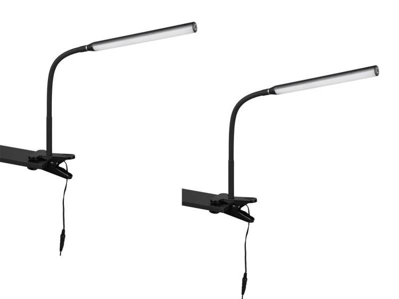 Reality Leuchten LED Klemmleuchte, Dimmer, LED fest integriert, Lichtfarbe Warmweiß-Neutralweiß einstellbar, 2er SET Klemmlicht Leselampen Schwarz für Bett & Nachttisch, H 38-69cm von Reality Leuchten