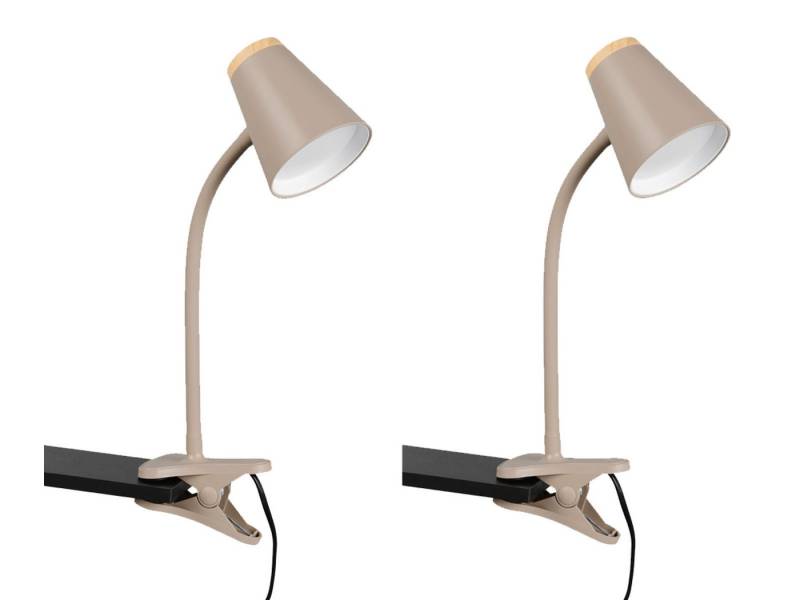 Reality Leuchten LED Klemmleuchte, LED fest integriert, Warmweiß, 2er SET Klemmlicht mit Schwanenhals Beige, Leselampen Bett, Höhe 33cm Reality Leuchten LED Klemmleuchte, LED fest integriert, Warmweiß, 2er SET Klemmlicht mit Schwanenhals Beige, Leselampen Bett, Höhe 33cm von Reality Leuchten
