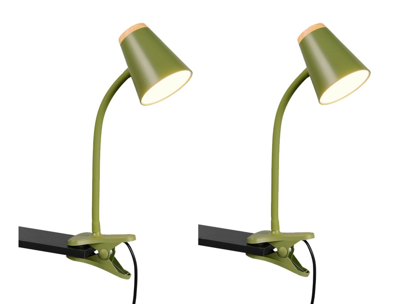 Reality Leuchten LED Klemmleuchte, LED fest integriert, Warmweiß, 2er SET Schwanenhals Klemmspots Grün, Leselampen Nachttisch, Höhe 33cm Reality Leuchten LED Klemmleuchte, LED fest integriert, Warmweiß, 2er SET Schwanenhals Klemmspots Grün, Leselampen Nachttisch, Höhe 33cm von Reality Leuchten