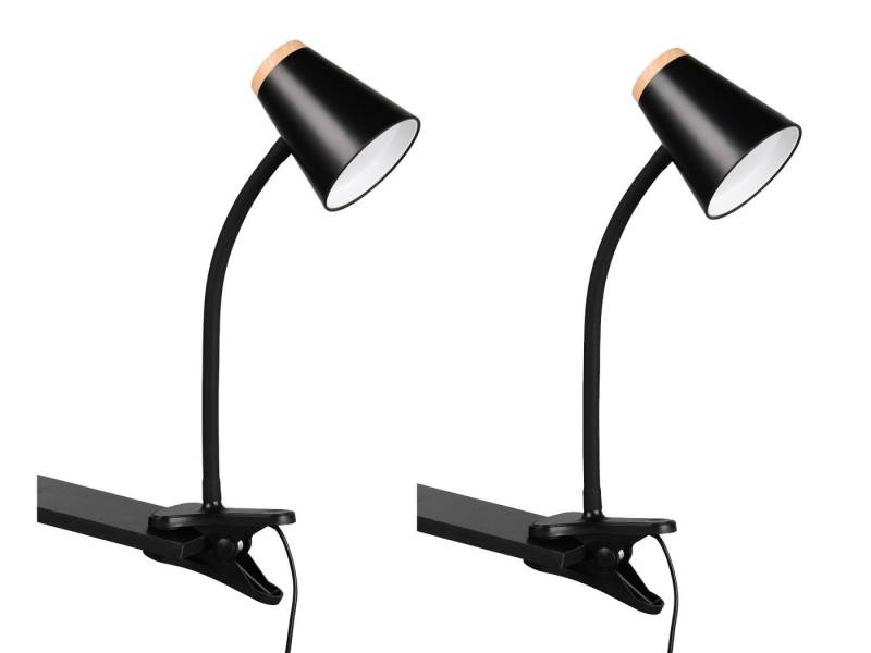 Reality Leuchten LED Klemmleuchte, LED fest integriert, Warmweiß, 2er SET Schwanenhals Klemmspots Schwarz, Leselampen Bett, Höhe 33cm Reality Leuchten LED Klemmleuchte, LED fest integriert, Warmweiß, 2er SET Schwanenhals Klemmspots Schwarz, Leselampen Bett, Höhe 33cm von Reality Leuchten