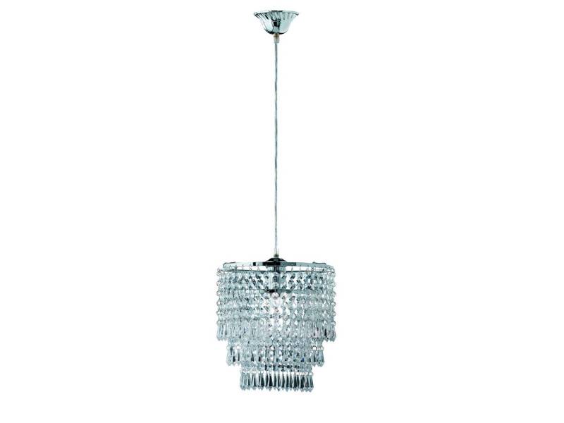 Reality Leuchten LED Kronleuchter, Dimmfunktion, LED wechselbar, Warmweiß, klein-e Pendelleuchte einflammig hängend Kristall Behang Acryl Ø 25cm von Reality Leuchten