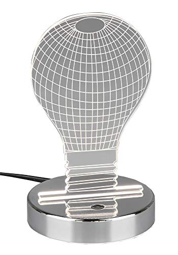 Reality Leuchten LED Lasercut Tischleuchte Bulb R52631106, Metall Chrom, Acryl Motiv Bulb, inkl. 3,2 Watt RGB LED mit Farbwechsel von RL LIVE YOUR LIGHT