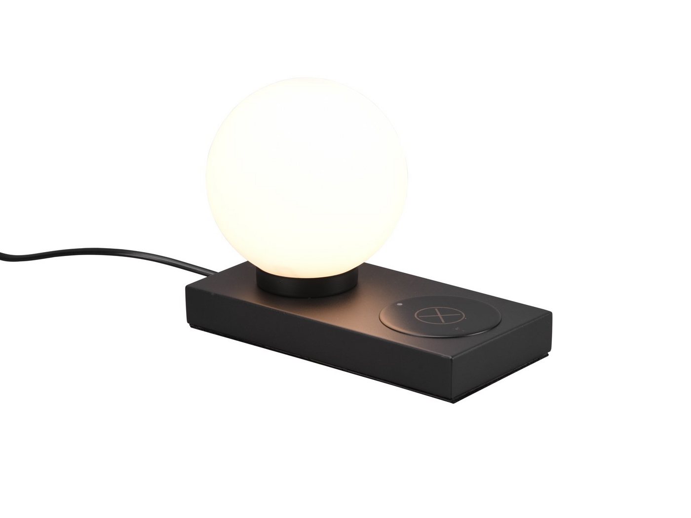 Reality Leuchten LED Nachttischlampe, Induktive Ladestation, LED wechselbar, warmweiß, kleine-r Glas-Kugel Lampenschirm Touch mit Ladefunktion, Schwarz Reality Leuchten LED Nachttischlampe, Induktive Ladestation, LED wechselbar, warmweiß, kleine-r Glas-Kugel Lampenschirm Touch mit Ladefunktion, Schwarz von Reality Leuchten
