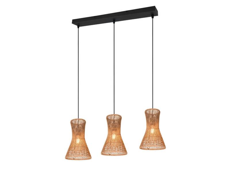 Reality Leuchten LED Pendelleuchte, Dimmfunktion, LED wechselbar, warmweiß, 3er Papier-lampe hängend Lampenschirm geflochten Kücheninsel, B: 75cm von Reality Leuchten