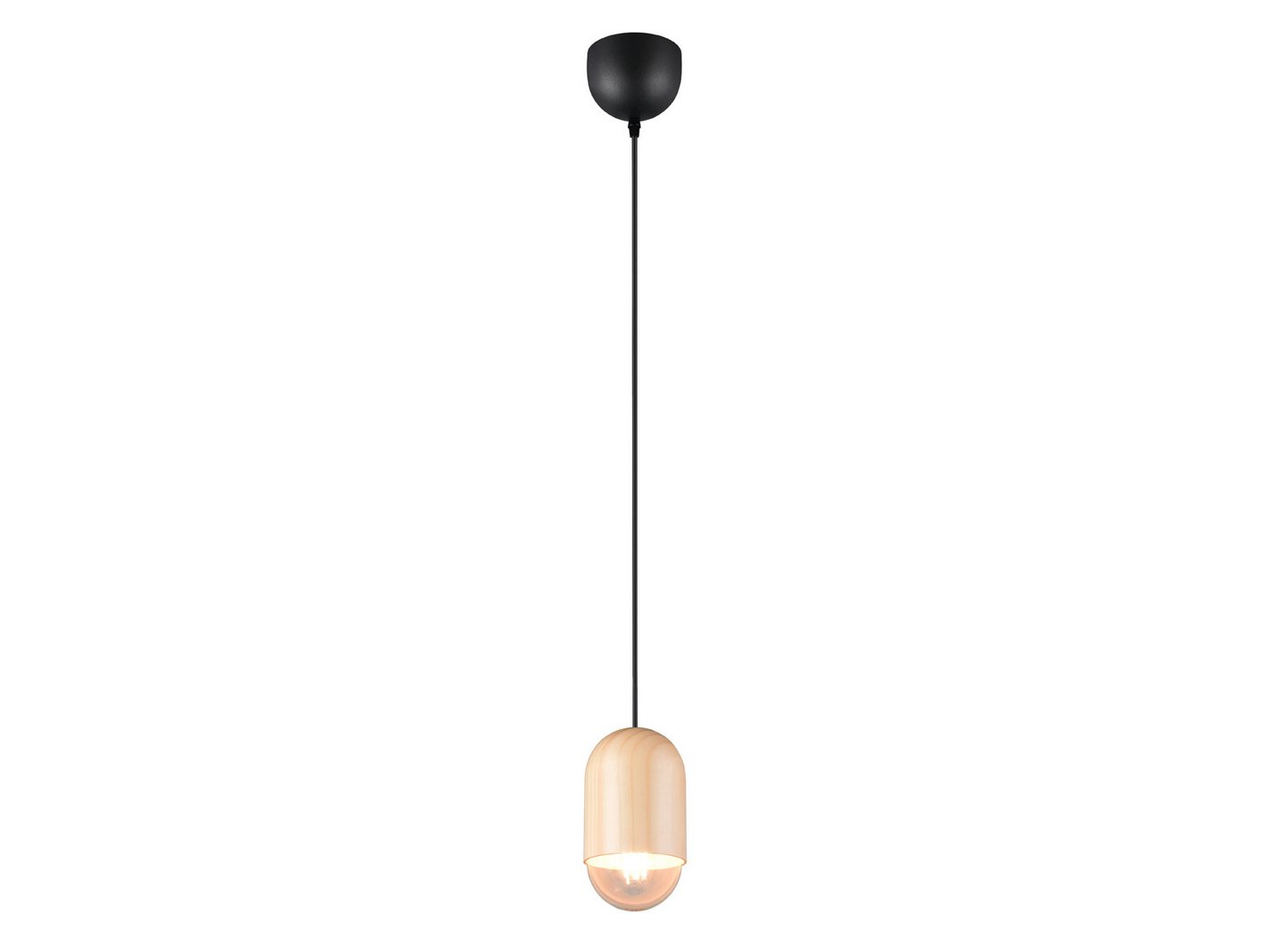 Reality Leuchten LED Pendelleuchte, Dimmfunktion, LED wechselbar, warmweiß, klein-e Holz-lampe einflammig skandinavisch hängend Esstisch, Ø 10cm von Reality Leuchten