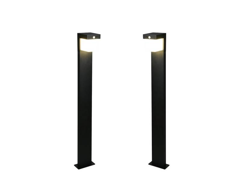 Reality Leuchten LED Pollerleuchte, Bewegungsmelder, LED fest integriert, Neutralweiß, 2er SET Hybrid Außen Wegbeleuchtung mit Strom und Solar, Höhe 100cm von Reality Leuchten