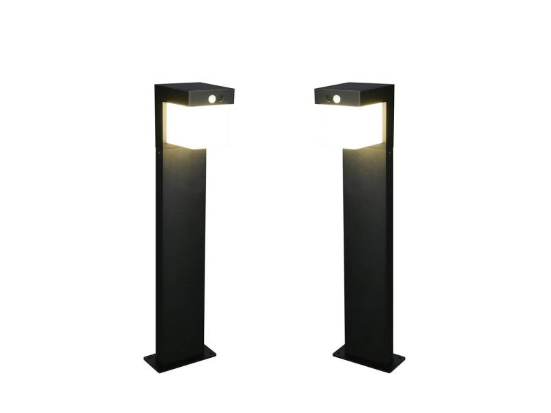 Reality Leuchten LED Pollerleuchte, Bewegungsmelder, LED fest integriert, Neutralweiß, 2er SET Hybrid Außen Wegbeleuchtung mit Strom und Solar, Höhe 50cm von Reality Leuchten