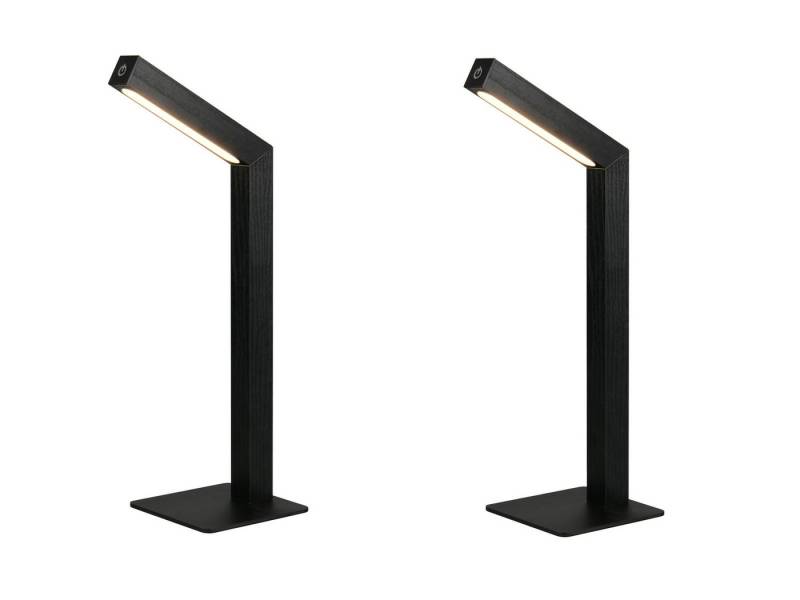 Reality Leuchten LED Schreibtischlampe, Dimmfunktion, LED fest integriert, Warmweiß, 2er SET aufladbare Akku Tischleuchten ohne Kabel Schwarz mit Magnet von Reality Leuchten