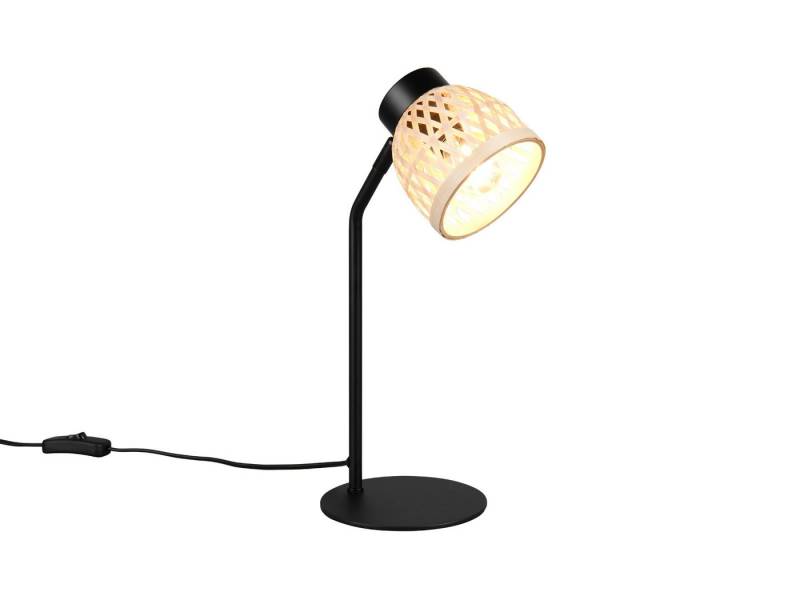 Reality Leuchten LED Schreibtischlampe, Dimmfunktion, LED wechselbar, über Schalter in 3 Stufen dimmbar, warmweiß, Nachttischlampe Korb-lampe Lampenschirm aus Bambus geflochten, H: 36cm von Reality Leuchten