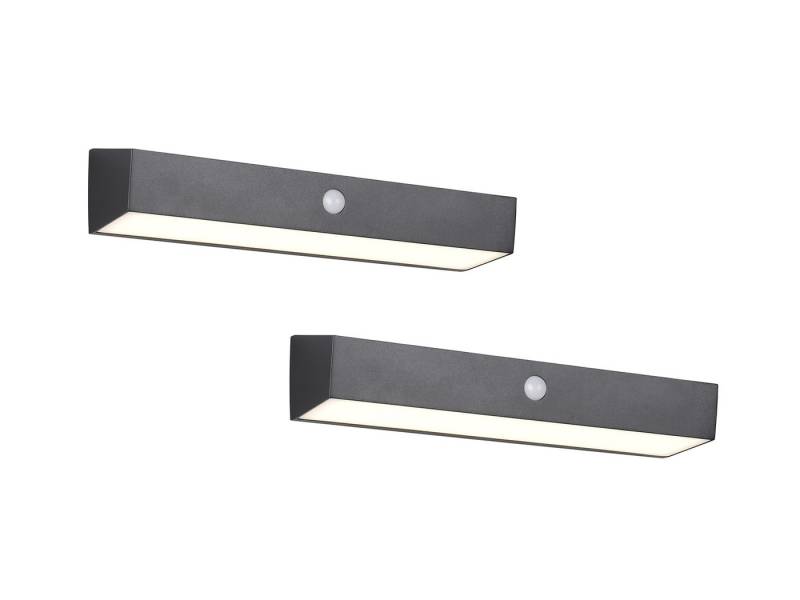 Reality Leuchten LED Solarleuchte, Bewegungsmelder, LED fest integriert, Neutralweiß, 2er SET Solar Außen Wand-Leuchten, Akku auch per USB aufladbar B: 30cm von Reality Leuchten