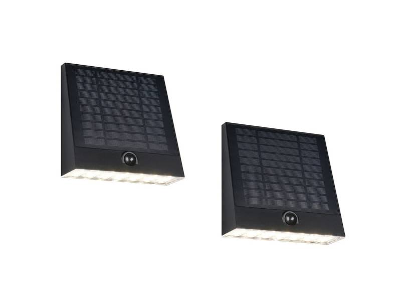 Reality Leuchten LED Solarleuchte, Bewegungsmelder, LED fest integriert, Neutralweiß, 2er SET Solar Wand Außen-Leuchten, Akku auch per USB aufladbar B: 16cm von Reality Leuchten
