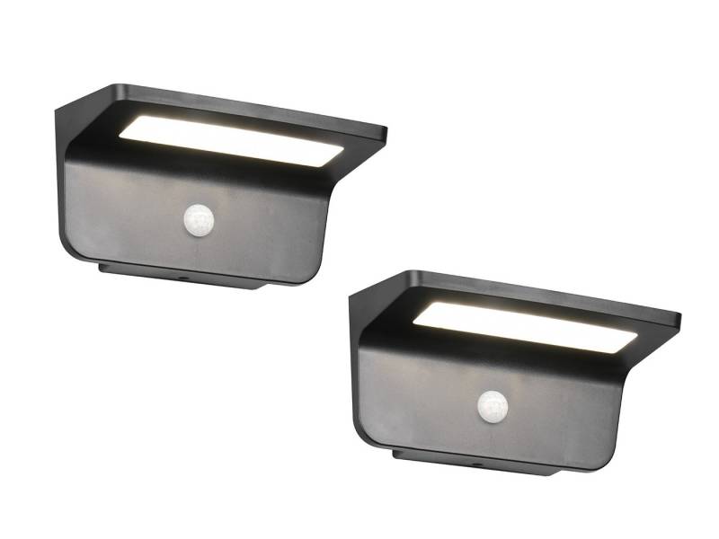 Reality Leuchten LED Solarleuchte, Bewegungsmelder, LED fest integriert, Neutralweiß, 2er SET Wand Außen-Leuchten mit Solar, Akku auch per USB aufladbar von Reality Leuchten