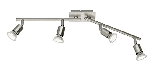 Reality Leuchten LED Spotleuchte 4-flammig, nickel matt, inklusiv 4 x GU10/2.5 W, 150 lm, 3000 k, 60 cm R82944107 von RL LIVE YOUR LIGHT