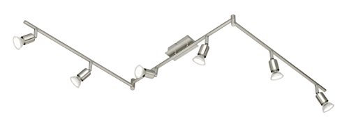 Reality Leuchten LED Spotleuchte 6-flammig, EEK A, nickel matt, inklusiv 6 x GU10/2.5 W, 150 lm, 3000 k, 3 x 50 cm R82946107, Nichel Opaco von RL LIVE YOUR LIGHT