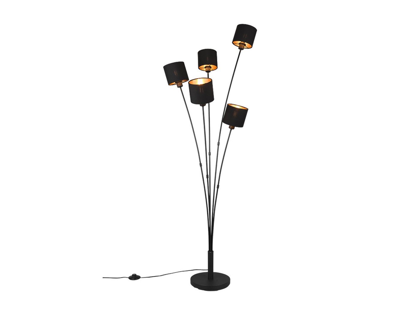 Reality Leuchten LED Stehlampe, Dimmfunktion, LED wechselbar, Warmweiß, große ausgefallene moderne Designer-lampe dimmbar Schwarz Gold H 163cm von Reality Leuchten