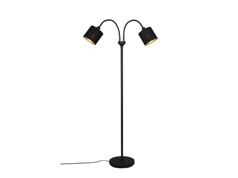 Reality Leuchten LED Stehlampe, Dimmfunktion, LED wechselbar, Warmweiß, kleine ausgefallene Schwanenhalslampe zweiflammig Schwarz Gold H 130cm von Reality Leuchten