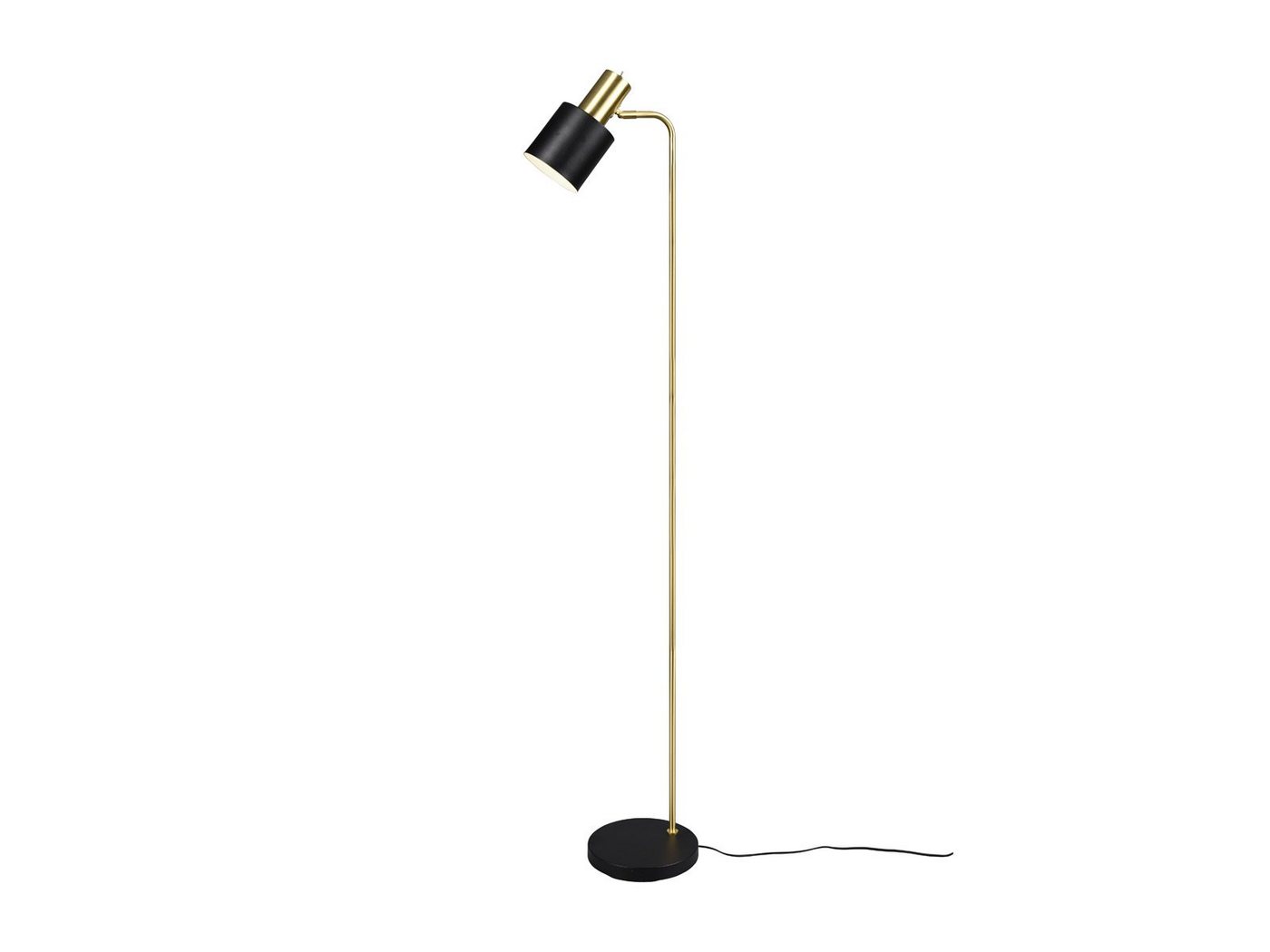 Reality Leuchten LED Stehlampe, Dimmfunktion, LED wechselbar, Warmweiß, schmale Leselampe für Lese-ecke dimmbar mit Lampenschirm Schwarz Gold von Reality Leuchten