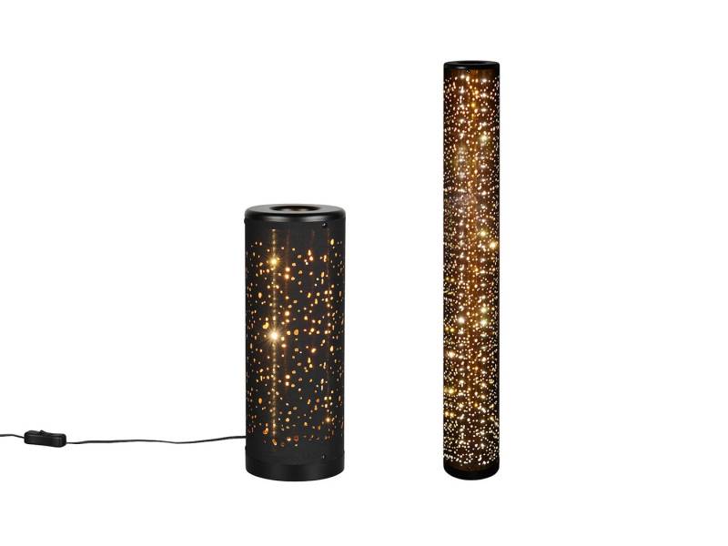 Reality Leuchten LED Stehlampe, LED fest integriert, Warmweiß, SET mit Tischlampe, ausgefallene schmale Lichtsäule mit Sterneneffekt von Reality Leuchten
