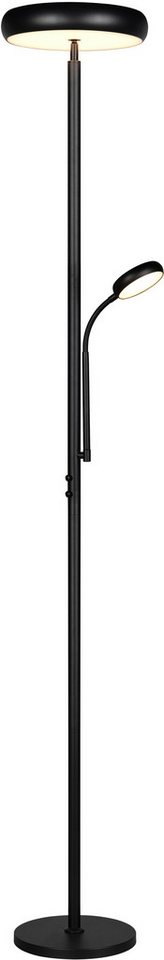 Reality Leuchten LED Stehlampe PALERMO, LED Stehleuchte mit Fernbedienung, 27,5W 2000 Lumen CCT, CCT - über Fernbedienung, Dimmfunktion, Lesearm, Memoryfunktion, getrennt schaltbar, LED fest integriert, warmweiß - kaltweiß, dimmbar, Lichtfarbe einstellbar 3000-6000K warm-/kaltweiß, Höhe 183 cm von Reality Leuchten