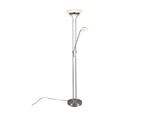 Reality Leuchten LED Stehleuchte Orson R40073507, Metall Nickel matt, Glas alabasterfarbig weiß, inkl. 27 Watt + 4.5 Watt, Dimmer von RL LIVE YOUR LIGHT