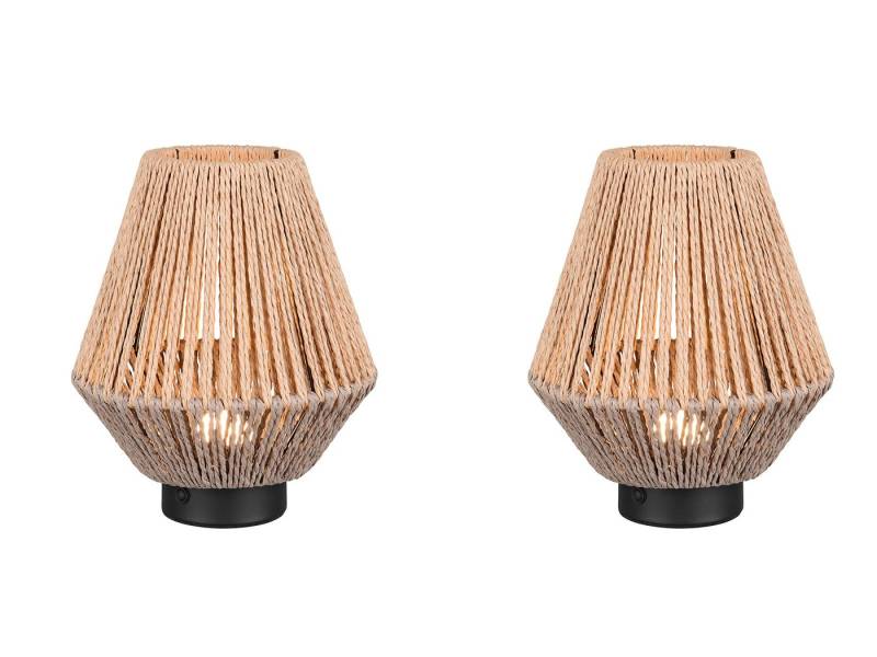 Reality Leuchten LED Tischleuchte, Dimmfunktion, LED fest integriert, Warmweiß, 2er SET kleine Boho Akku Leuchten kabel-los ohne Strom, Höhe 22cm von Reality Leuchten