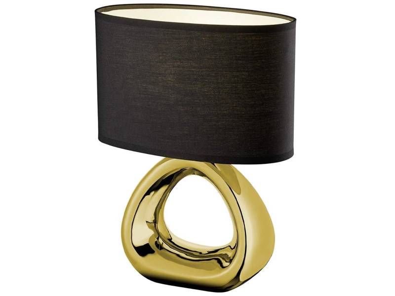 Reality Leuchten LED Tischleuchte, LED wechselbar, Warmweiß, ausgefallene Designer Lampe Gold-en mit Stoff Lampen-schirm Schwarz Reality Leuchten LED Tischleuchte, LED wechselbar, Warmweiß, ausgefallene Designer Lampe Gold-en mit Stoff Lampen-schirm Schwarz von Reality Leuchten