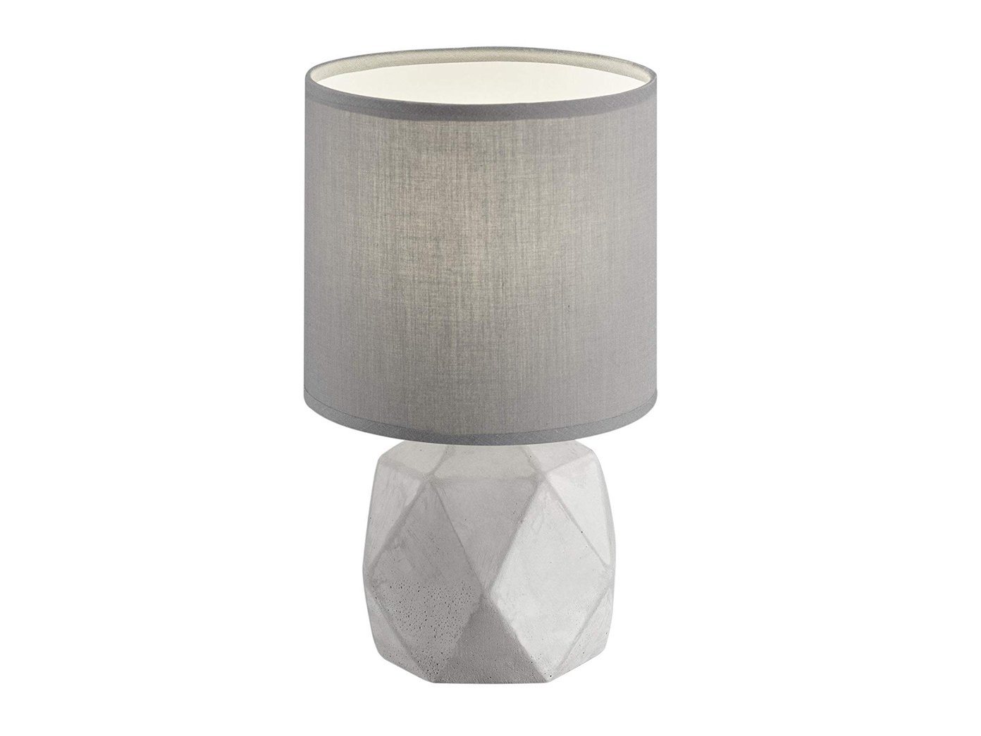 Reality Leuchten LED Tischleuchte, LED wechselbar, Warmweiß, klein-e Nachttischlampe mit Beton-fuß, Stoff Lampenschirm Grau H: 28cm von Reality Leuchten