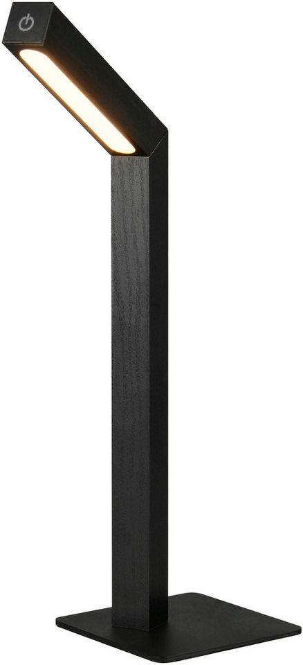 Reality Leuchten LED Tischleuchte SKIP, magnetische Touch-Tischlampe aus Holz, Leuchtenkopf abnehmbar, Dimmfunktion, Ein-/Ausschalter, USB-Ladefunktion, LED fest integriert, Warmweiß, On/Off Touch und Dimmschalter, USB-Ladeanschluss, Akku-Laufzeit 3h von Reality Leuchten