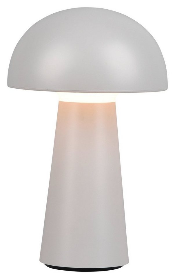 Reality Leuchten LED Tischleuchte Tischlampe LENNON, 1-flammig, H 22 cm, Hellgrau, Akkubetrieben, Dimmfunktion, LED fest integriert, Warmweiß, Kunststoff, Spritzwassergeschützt IP44 von Reality Leuchten