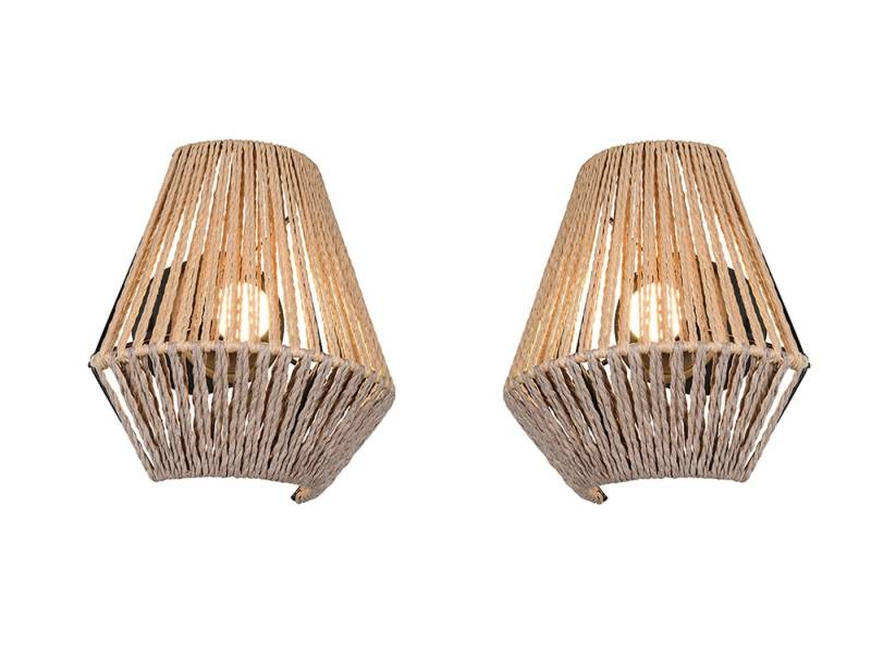 Reality Leuchten LED Wandleuchte, Dimmfunktion, LED fest integriert, Warmweiß, 2er SET Boho Akku innen Wand-Lampen kabellos ohne Strom, Höhe 19cm von Reality Leuchten
