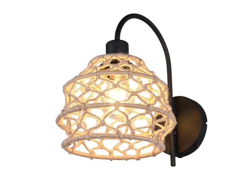Reality Leuchten LED Wandleuchte, Dimmfunktion, LED wechselbar, über Schalter in 3 Stufen dimmbar, warmweiß, innen mit Schalter Makramee Boho Lampenschirm geflochten, Höhe 32cm von Reality Leuchten