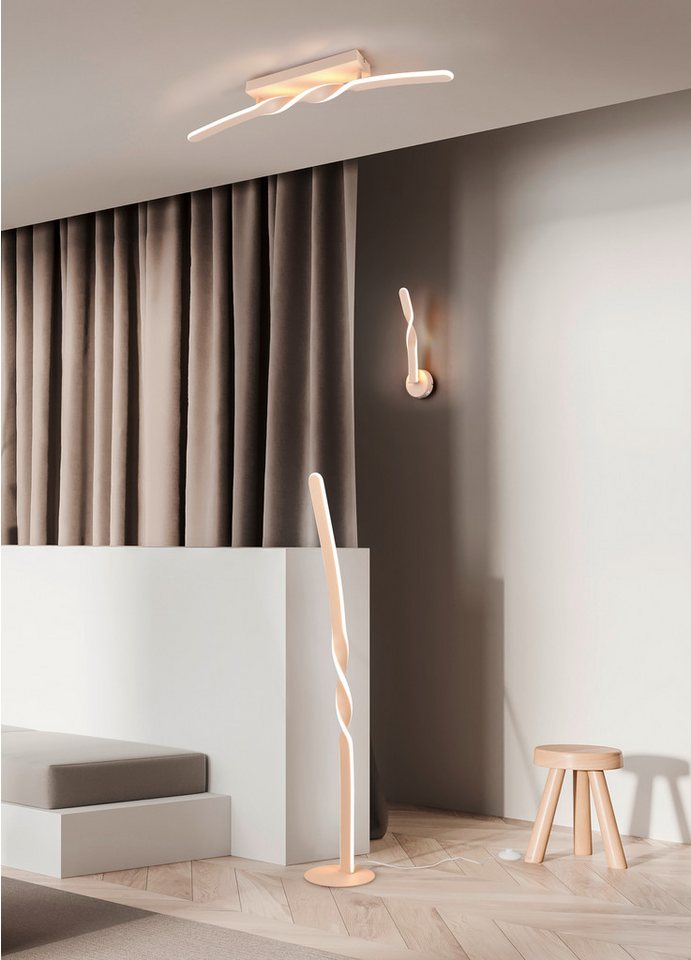 Reality Leuchten LED Wandleuchte GINKO, LED Wandlampe mit Schalter, 11W 1250 Lumen 3000K warmweiß, Ein-/Ausschalter, LED fest integriert, Warmweiß, On/Off Kippschalter, elegant geschwungene LED Elemente Höhe 45,5cm von Reality Leuchten