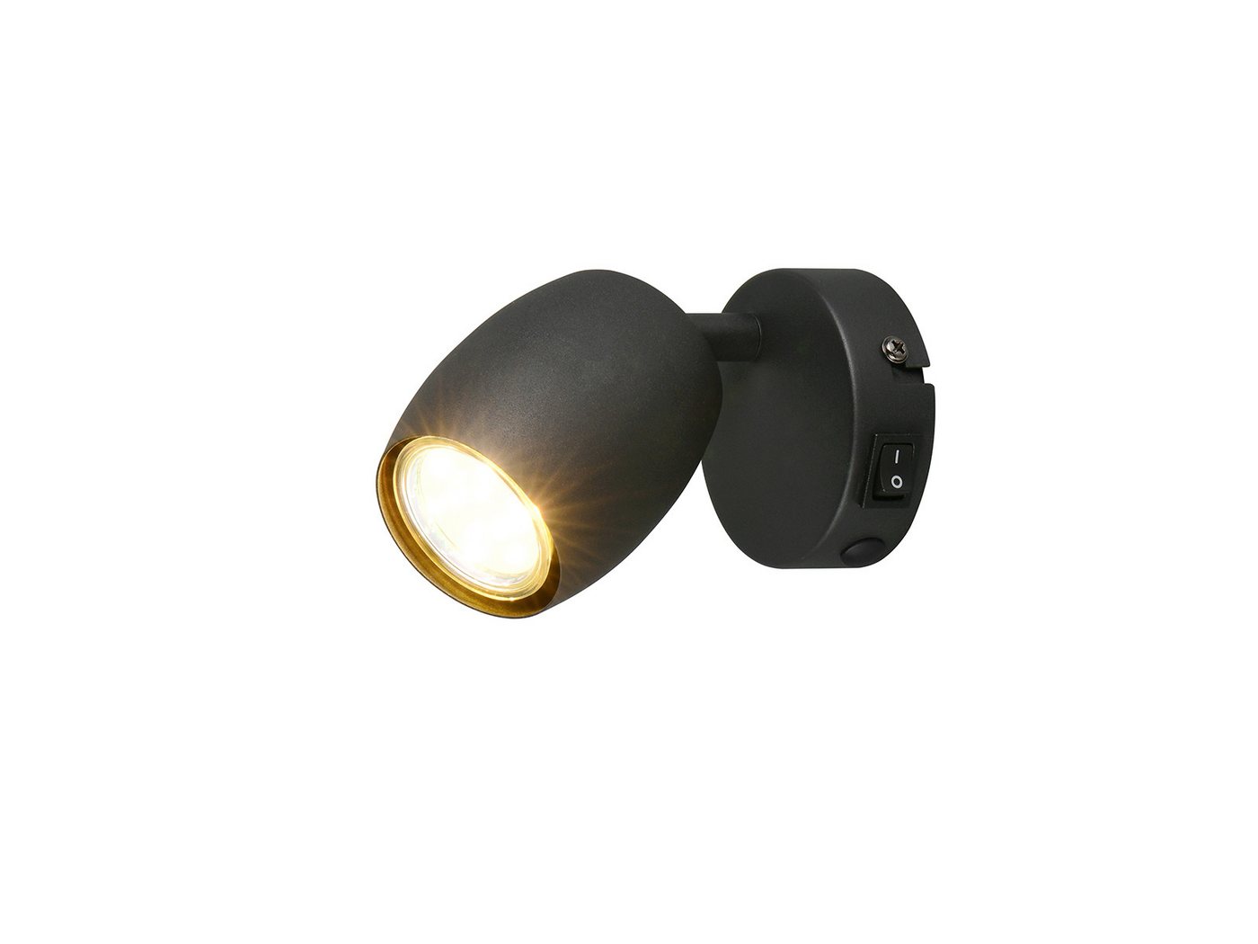 Reality Leuchten LED Wandstrahler, Dimmfunktion, LED wechselbar, Warmweiß, Innen Wandleuchte aus Metall mit Schalter, Spot schwenkbar, Höhe 14cm von Reality Leuchten