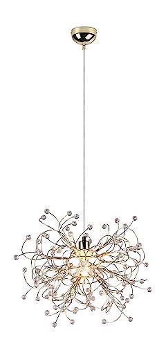 Reality Leuchten Pendelleuchte Gloria R31311003, Metall Messing poliert, Behang Acryl klar, exkl. 1x E27 Reality Leuchten Pendelleuchte Gloria R31311003, Metall Messing poliert, Behang Acryl klar, exkl. 1x E27 von RL LIVE YOUR LIGHT