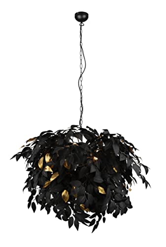 Reality Leuchten Pendelleuchte Leavy R10464032, Metall schwarz, Schirm Kunststoff schwarz/goldfarbig, exkl. 4x E14 Reality Leuchten Pendelleuchte Leavy R10464032, Metall schwarz, Schirm Kunststoff schwarz/goldfarbig, exkl. 4x E14 von RL LIVE YOUR LIGHT