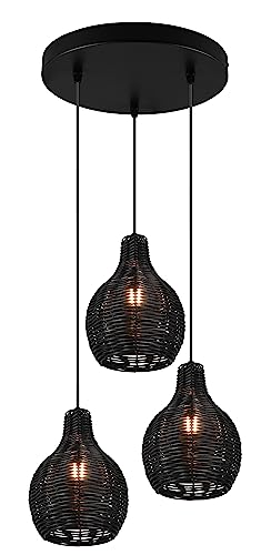 Reality Leuchten Pendelleuchte Sprout R31293302, Metall Schwarz matt, Rattangeflecht Schwarz, exkl. 3x E14 Reality Leuchten Pendelleuchte Sprout R31293302, Metall Schwarz matt, Rattangeflecht Schwarz, exkl. 3x E14 von RL LIVE YOUR LIGHT